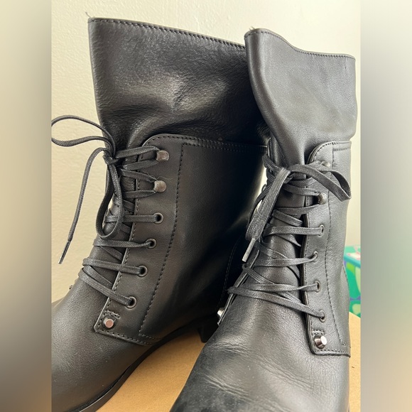 J.Crew vintage black leather lace-up boots size 8 - Picture 6 of 8